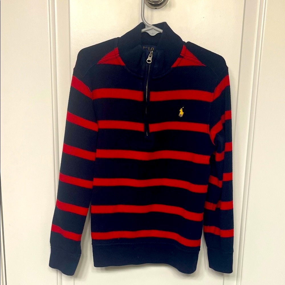 Polo by Ralph Lauren Kids Navy and Red Striped Sweater